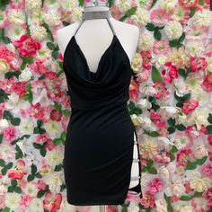 Material: Nylon, Spandex, And Polyester Open Back Dress, With A Slit, And A Choker. Comes In S, M, & L. Pink Lace Shorts, Evening Dresses Midi, Float Dress, Cotton Tunic Dress, Cheetah Dress, Pin Up Dresses, Open Back Dress, Short Lace Dress, Camisole Dress