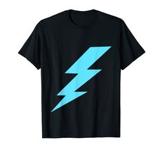 a black t - shirt with blue lightning bolt on it