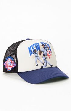 Rep your team with flair in the NY Yankees Trucker Hat from Mitchell & Ness. This hat boasts a breathable mesh backing, a bold colorblock design featuring the iconic NY Yankees front graphic, a curved brim, and an adjustable snapback for a customized fit.Colorblock hatMesh backingCurved brimNY Yankees graphicMitchell & Ness embroideryAdjustable snapback Mitchell & Ness Mens NY Yankees Trucker Hat - White Ny Yankees, Mitchell & Ness, Pacsun, Trucker Hat, Color Blocking, Accessories Hats, Mens Accessories, Mesh, Hats