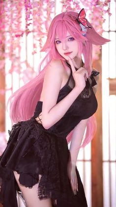 Yae Miko Cosplay, Sakura Haruno Cosplay, Miku Cosplay, Yae Miko, Kawaii Cosplay, Cute Cosplay, Cosplay Outfits, Cosplay Anime, Naruto