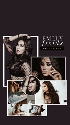 a collage of photos with the caption'emly fields'in black and white