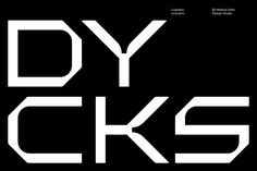 the logo for dyck's is shown in white on a black background