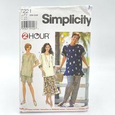 Simplicity 7221 Plus Size Loose Top Pants Shorts Skirt Womens 18W 24W Pattern Plus Size Sewing Patterns For Women Simple, Plus Size Patterns For Women Free Casual, Xxl Pattern Sewing Plus Size, Plus Size Sewing Patterns, Plus Size Sewing, Pants Skirt, Paper Sewing Patterns, Knee Length Shorts, Loose Pullover