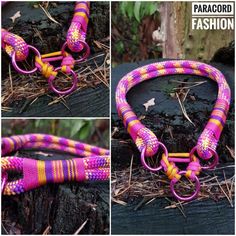 three pictures of different types of bracelets on the ground and in front of a tree