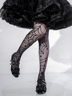 Length: 62 CM.  Attention: This price includes a pair of stockings only, others are not included. Twyla Boogeyman Outfit, Mha Winter, Spider Web Dress, Twyla Boogeyman, Heart Spider Web, Gothic Tights, Heart Spider, Winter Costume, Goth Things