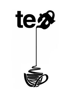 the logo for tea and coffee is shown in black on a white background with an image of a cup