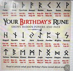 an advertisement for the birthday's rune show, with numbers and symbols on it