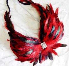 Wbff Theme Wear, Red Burlesque, Feather Bra, Bedazzled Bra, Phoenix Costume, Tahitian Costumes, Raven Feather, Diy Outfits, Fantasy Fest