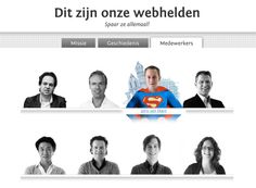 a web page with several people on it, including one man in a superman costume