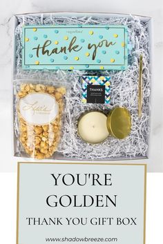 a thank you gift box filled with treats