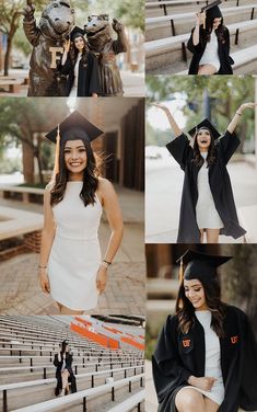 a collage of photos with graduates in graduation caps and gowns posing for pictures