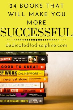 books stacked on top of each other with the title 24 books that will make you more successful