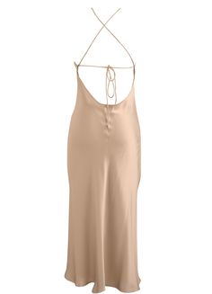 Voted as 'Best Silk Halter Dress' by InStyle Magazine 2023. It's part of our core collection. Made from ultra lightweight sand-washed mulberry silk grade 6A for a barely there feel (you will have to double check you aren't naked, also did we mention it's super soft?). Flattering for all shapes & unbelievably easy to wear! 00's Halter Backless Multiway Silk Slip Dress. Inspired by the 00's years, a timeless, elegant, classic dress. Multiple ways to tie backless silk halter dress. Hidden rose gold loops at the top of the seam under arm to enable multiple ways to wear or tie at the nape of the neck for a full open back. Bias cut to accentuate the female body shape. Designed in Hong Kong Fits true to size Sand-Washed Mulberry Silk Small Batch Sustainable Finished with Internal French Seams Int Summer Silk Backless Halter Neck Dress, Chic Silk Backless Halter Dress, Beige Fitted Backless Slip Dress, Stretch Halter Tie-back Backless Dress, Fitted Backless Halter Dress With Built-in Bra, Silk Halter Dress, Peach Fuzz, Instyle Magazine, Women Rising