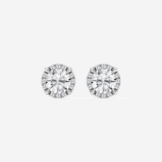 Badgley Mischka 1 2/5 ctw Round Lab Grown Diamond Shadow Halo Stud Earrings 18K White Gold, FG, VS2 Halo Stud Earrings, Halo Earrings Studs, Tiny Studs, Tiny Stud Earrings, Silver Tops, Gift Message, Shipping Orders, Badgley Mischka, Stud Earring