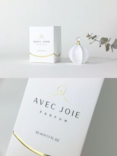 the packaging design is white and gold