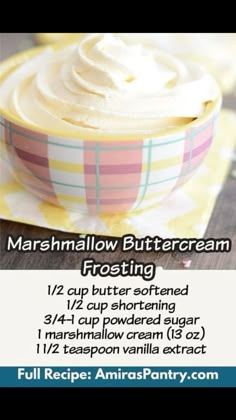 an advertisement for marshmallow buttercream frosting