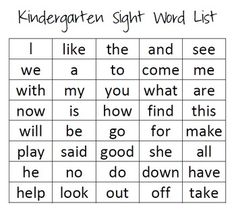 a printable sight word list for children to practice their sight words and read them