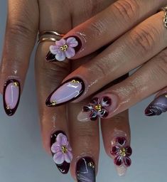 Acrylic Nails Fall, Fall Press On Nails, Mauve Nails, Dark Mauve, Purple Nail Designs, Long Nail Designs, Nails Fake, Nails Fall, Nails Pink