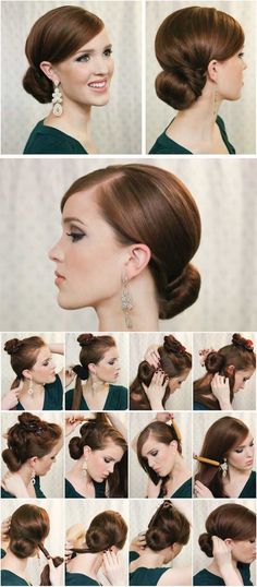 Peinados sencillos Easy Hairstyles For Medium Hair, Hair Knot, Beauty Hairstyles, Retro Hairstyles, Hair Do, Easy Hairstyles For Long Hair