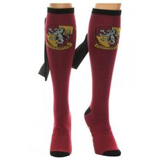 Celebrate you favorite House at Hogwarts with these stylish officially licensed Harry Potter socks. As an added bonus, each sock features wizard's cape! One size fits most. Color: Red.  Gender: unisex.  Age Group: adult. Harry Potter Socks, Gryffindor Crest, Womens Knee High Socks, Sock Lovers, Harry Potter Gryffindor, Funny Socks, Novelty Socks, Office Party, Knee Socks