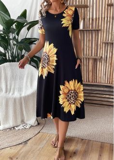 Color:Black;Size:S;Size:M;Size:L;Size:XL;Size:XXL;Package Contents:1 X Dress;Occasion:Other;Style:Casual; Casual Dresses Plus Size, Round Neck Dress, Trendy Tops For Women, Night Wedding, Dress Occasion, Party Dinner, Swimwear Dress, Round Neck Dresses, Swim Suits