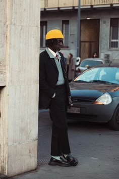 Yellow Hat, Street Style Outfits Men, Men Street