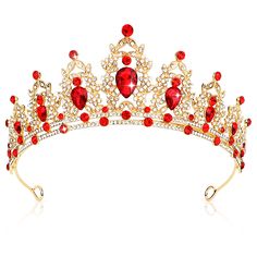 PRICES MAY VARY. Classic Design - It is a dazzling and beautiful crown for women girls. With the shiny, attractive, beautiful rhinestones paved on the crown, your feeling like a princess or a queen when wearing it. Make the most stunning at any occasions decorated for the special women and girls.This crown is lucky and beautiful, just to meet the perfect you. Material - The shiny red crown is made of alloy, rhinestone and crystal. It is a shiny, charming handmade product, suitable for women and Wedding Tiara Headband, Crystal Crown Tiaras, Crown Queen, Prom Hair Accessories, Princess Decorations, Fairytale Princess, Crown For Women, Party Hair Accessories, Bride Headband