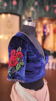 Elegant deep Indigo purple velvet blouse with zardosi work -Measurements sheet will be sent to you once you order( Standard sizing also available) -Custom colors available -Work on front, back and sleeves. Please convo me if you're have any specific requirements. Party Velvet Choli With Resham Embroidery, Elegant Festive Velvet Blouse, Velvet Saree With Zari Work For Reception, Designer Velvet Choli With Traditional Drape, Traditional Velvet Blouse Piece For Festive Occasions, Festive Velvet Choli With Mirror Work, Elegant Velvet Blouse Piece For Festive Occasions, Festive Fitted Velvet Tops, Velvet Saree With Resham Embroidery For Reception