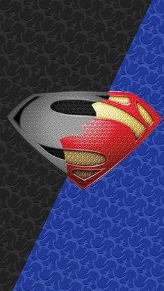 the superman logo is shown on a blue and black background