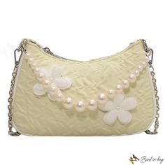 Bird in Bag - Bag female bow solid color armpit bag pearl chain pleated bag spicy handbag shoulder crossbody Spring Shoulder Bag With Pearl Handle, Feminine Shoulder Bag With Pearl Handle, Chic Shoulder Bag With Pearl Handle For Spring, Pleated Bag, Armpit Bag, Street Trends, Bird In Bag, Pearl Chain, Small Handbags