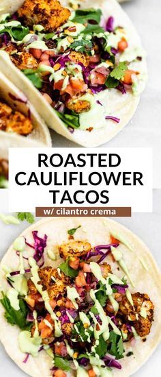 roasted cauliflower tacos with cilantro cream