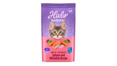 a bag of hello holsite wild caught salmon and whitefish recipe cat food