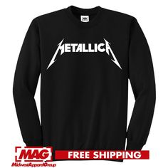 • 8 Ounce Cotton Polyester Blend Crewneck Sweatshirt.   • Air Jet Yarn for Softness • 1x1 Rib Knit Cuffs and Waistband with Spandex • Machine Wash • Professionally Decorated in the USA Rock Band Logos, Heavy Metal Rock, Band Logo, Band Logos, Rock Band, Air Jet, Knit Cuff, Rock Bands, Heavy Metal