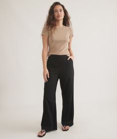 Allison Trouser Versatile Wide Leg Pull-on Pants For Loungewear, Effortless Relaxed Fit Straight Leg Pants, Versatile Relaxed Fit Wide Leg Pants For Everyday, Versatile Ankle-length Pants For Everyday, Versatile Tapered Leg Loungewear Pants, Effortless Workwear Bottoms With Elastic Waistband, Relaxed Fit Wide Leg Pants With Pull-on Style, Effortless High-waisted Loungewear Pants, Effortless Bottoms With Elastic Waistband For Work