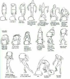 an instruction manual for how to draw people with different poses and body shapes, including the head