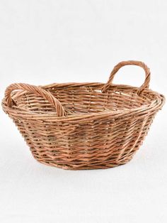 Petite antique French wicker basket French Baskets, Wicker Basket, Wire Baskets, Fruit Bowl, Buckets, Wicker Baskets, French Antiques, French Vintage, Baskets