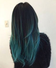 Teal Hair Color, Colored Hair Tips, Ombre Highlights, Teal Hair, Turquoise Hair, Natural Hairstyle, Green Highlights