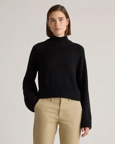 Australian Merino Wool Cropped Mock Neck Sweater