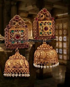 Diamond Jhumkas, Temple Jewellery Earrings, Wedding Earring, Antique Jewellery Designs, Gold Jewelry Simple Necklace, Silver Jewellery Indian