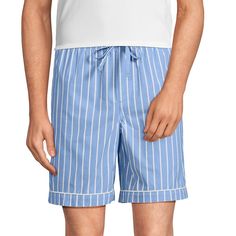 If you're tired of counting sheep, you've come to the right place. These pajama shorts have been washed and softened for ultimate comfort all night long. Click on this MEN'S GUIDE to find the perfect fit and more! If you're tired of counting sheep, you've come to the right place. These pajama shorts have been washed and softened for ultimate comfort all night long. Click on this MEN'S GUIDE to find the perfect fit and more! FEATURES Breathable Functional hidden fly 2 pockets Piped detailing at h Counting Sheep, Pajama Bottoms, Pajama Shorts, Big & Tall, Lands End, Chambray, Blue Stripes, Fabric Care, White Blue