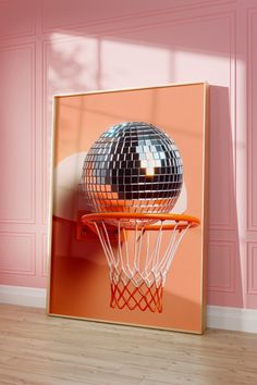 Disco Ball Head, Disco Ball Poster, Large Wall Canvas, Dance Themes, Aesthetic Retro, Basketball Art, Basketball Gifts, Mirror Ball, Sports Prints