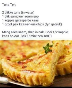 the recipe for quiche is shown in two different languages