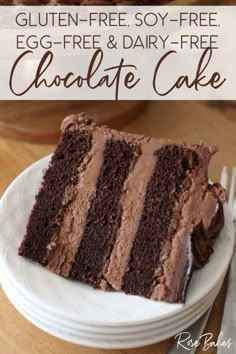 a slice of chocolate cake on a white plate