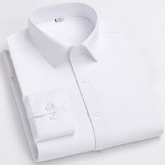 Long Sleeve Plain Office Shirt, Plain Long Sleeve Office Shirt, Casual Long Sleeve Dress Shirt For Office, White Casual Dress Shirt For Office, Casual White Dress Shirt For Office, Wedding Dress Shirt, Spandex Shirts, Camisa Social, Casual Long Sleeve Shirts