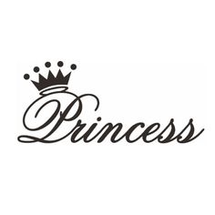 the word princess written in cursive writing with a crown on top of it