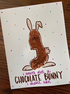 a card with an image of a bunny on it