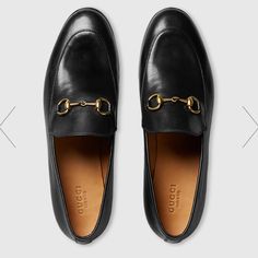 New! Only Worn Once To Try On Inside! Luxurious And Timeless Gucci Jordaan Loafer With Original Packaging/ Shoebox, Tags, Dust Bags. Gucci Jordaan Loafer, Gucci Jordaan, Gucci Loafers, Black Flats Shoes, Bit Loafers, Loafers Style, Black Loafers, 가을 패션, Shoes Loafers