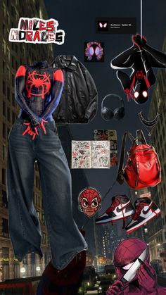 Spider Man Hairstyles, Spidergwen Halloween Costume, Duo Halloween Costumes Spiderman, Spider Man And Batman Costume, Spider Man Into The Spider Verse Aesthetic, Spiderman Costume Miles Morales, Gwen Spiderverse Costume, Spiderman Pajamas Aesthetic, Spider Man Jordan 1s Outfit