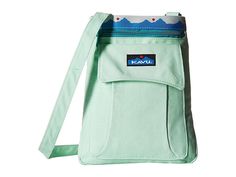 KAVU Keeper (Seafoam) Cross Body Handbags. A great addition to your bag collection  the Keeper by Kavu is definitely a keeper. Force 10 canvas nylon liner. Adjustable shoulder strap. Magnetic closure. Four individual compartments. Billowed pockets are designed to hold more. Colors on trim and interior lining may vary. Measurements: Bottom Width: 8 1 2 in Depth: 1 1 4 in Height: 10 1 2 in Strap Length: 51 in Strap Drop: 25 in W #KAVU #BagsandLuggage #Handbag #CrossBody #Green Bag Collection, Jansport Backpack, You Bag, Cross Body