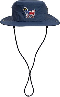 Performance Design GOAT USA Bucket Hat is a lightweight, breathable sun hat Features an all-over-print on bottom that's bordered with a soft brim Stylish embroidered logo is completes the design look Snaps to lock in the ear flaps Athletic Outfits, Sun Hat, Sun Hats, Goats, Bucket Hat, Accessories Hats, Sun, Navy, Hats